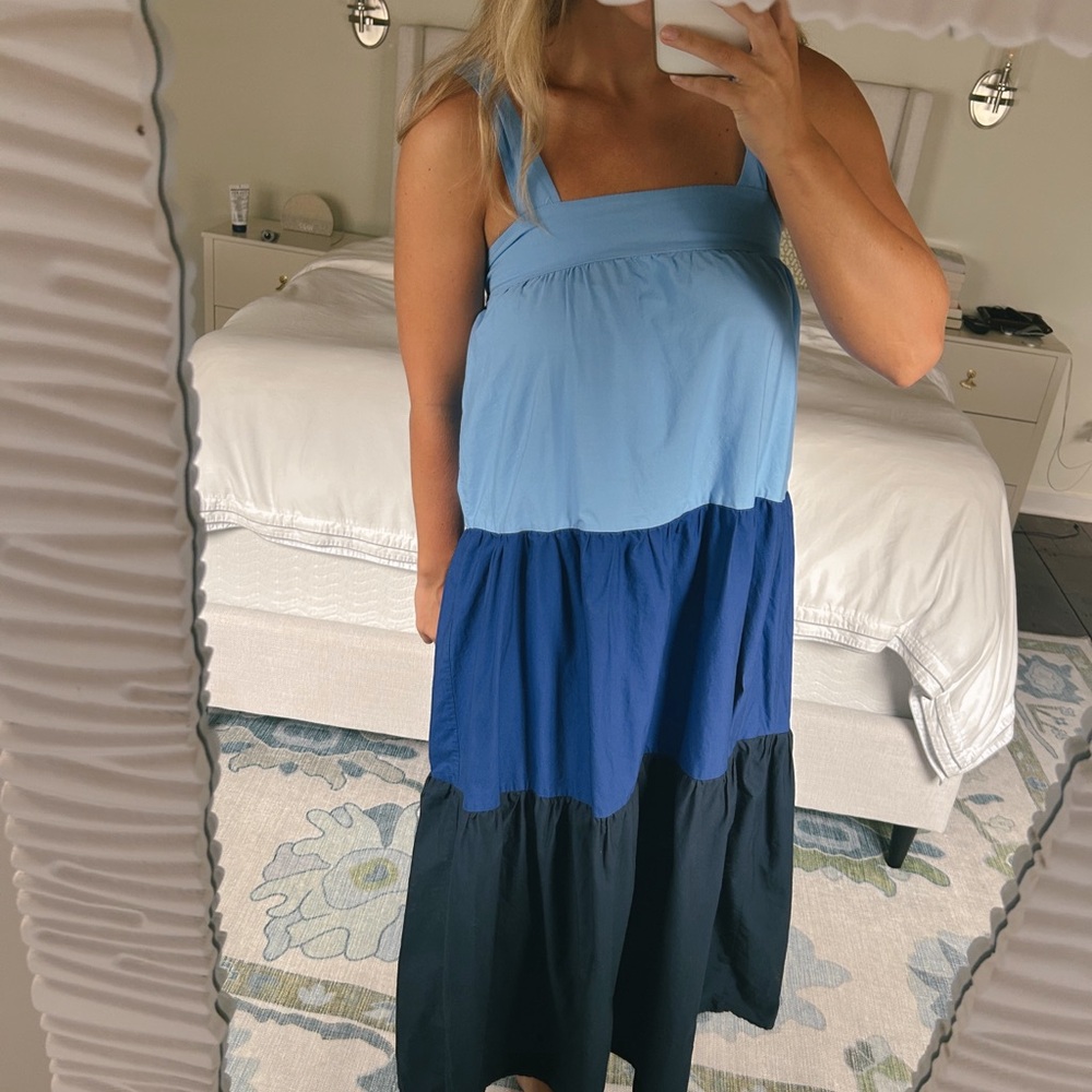 Women's Blue, Colorblock, Maxi Dress